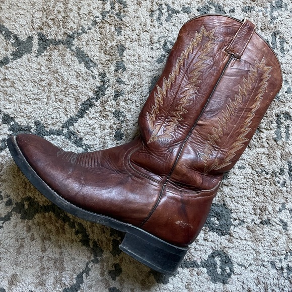 Men’s Rudel Cowboy Boots Vintage Size 29.5 11.5 Brown Western Outdoors Leather - Picture 8 of 12